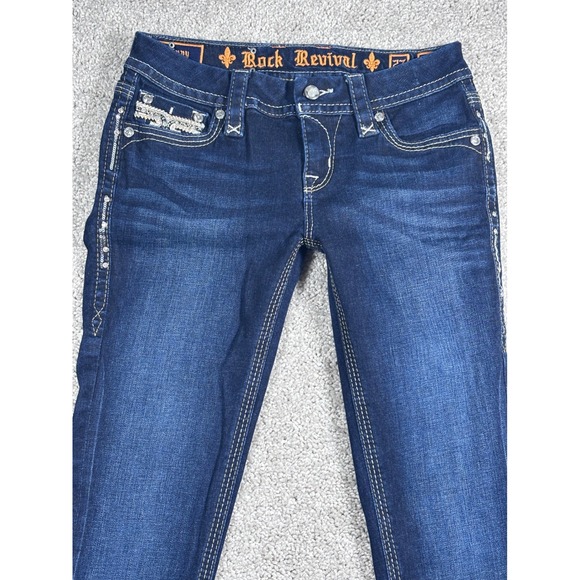 Rock Revival Betty Skinny Jeans Womens‎ Size 27 Embellished Dark Wash Denim - Picture 2 of 16